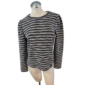 3/$25 Ann Taylor Factory Size M Black Silver Knit Top